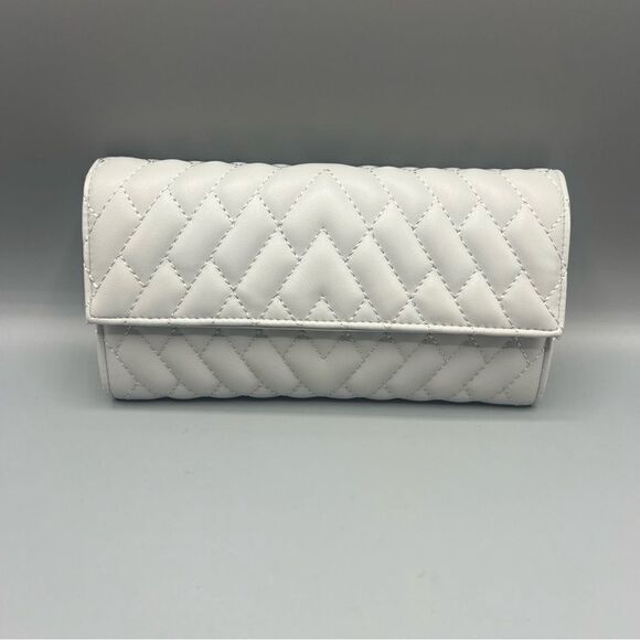 Zara Silver Quilted Crossbody Gold Chain Wallet New - Picture 2 of 6